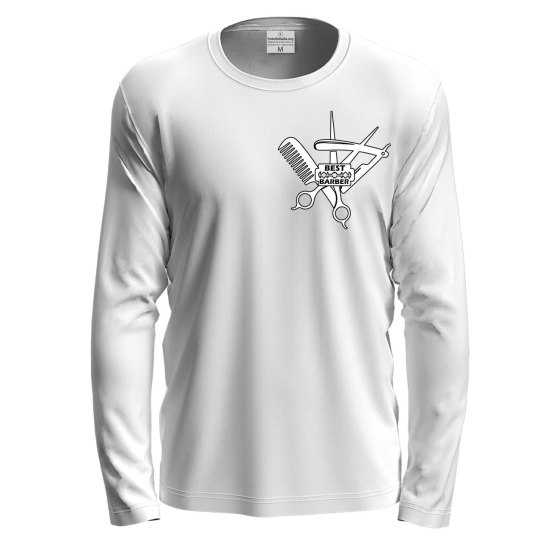 T-shirt a manica lunga con stampa di qualita' BEST BARBER Barbiere Capelli Tagliatore di capelli
