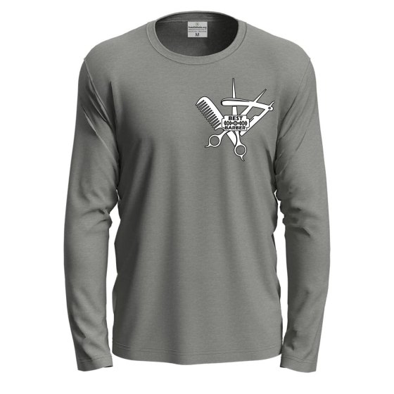 T-shirt a manica lunga con stampa di qualita' BEST BARBER Barbiere Capelli Tagliatore di capelli