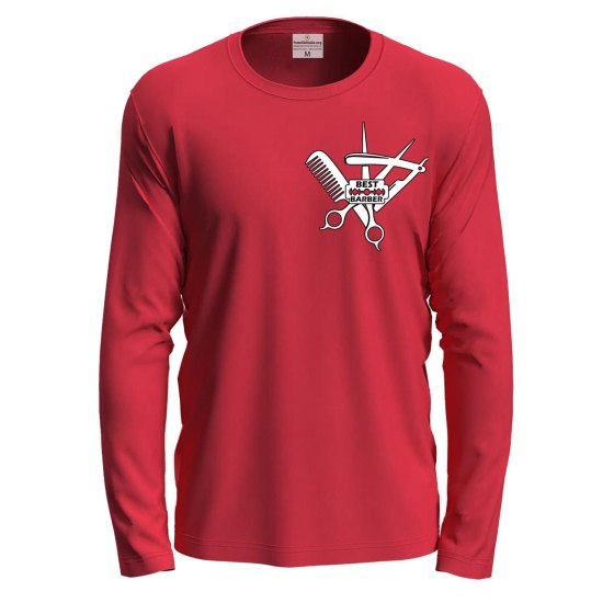 T-shirt a manica lunga con stampa di qualita' BEST BARBER Barbiere Capelli Tagliatore di capelli