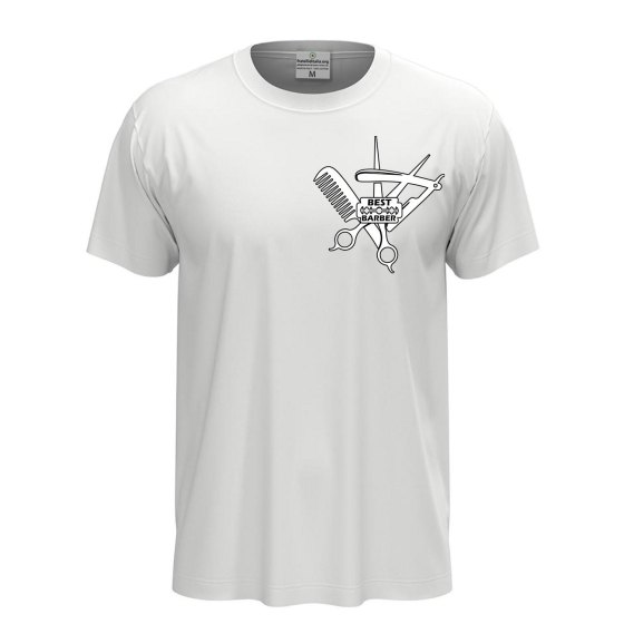T-shirt classica unisex a manica corta con stampa DTF di qualità "BEST BARBER" , idea regalo per parrucchieri e barbieri.