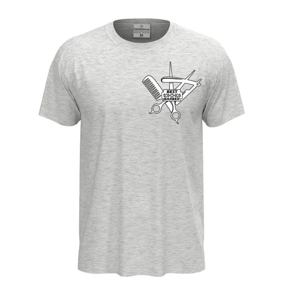 T-shirt classica unisex a manica corta con stampa DTF di qualità "BEST BARBER" , idea regalo per parrucchieri e barbieri.