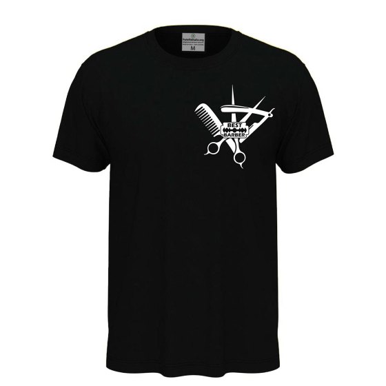 T-shirt classica unisex a manica corta con stampa DTF di qualità "BEST BARBER" , idea regalo per parrucchieri e barbieri.