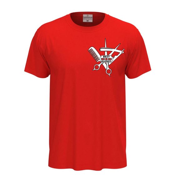 T-shirt classica unisex a manica corta con stampa DTF di qualità "BEST BARBER" , idea regalo per parrucchieri e barbieri.