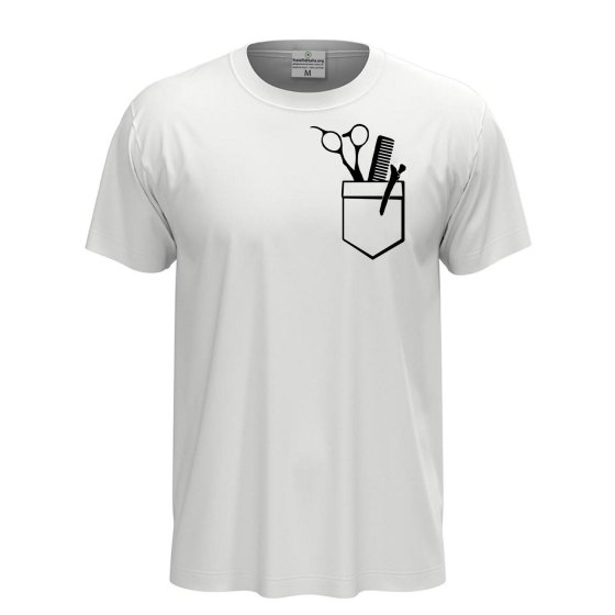T-shirt classica unisex a manica corta con stampa DTF di qualita' con stampa DTF idea regalo per barbieri e parrucchieri  Personalizzabili con nome o logo