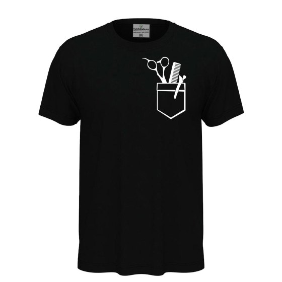 T-shirt classica unisex a manica corta con stampa DTF di qualita' con stampa DTF idea regalo per barbieri e parrucchieri  Personalizzabili con nome o logo