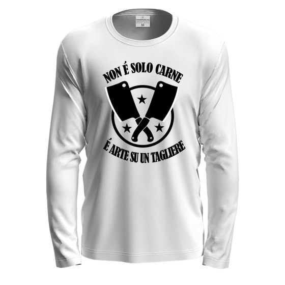 T-shirt a manica lunga con stampa DTF NON E'  SOLO CARNE macellaio braceria steak house