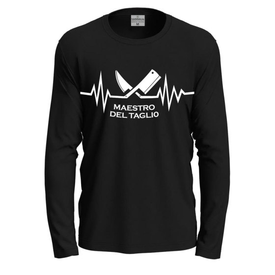 T-shirt a manica lunga con stampa DTF "MAESTRO DEL TAGLIO", un'idea regalo originale e divertente per macellai