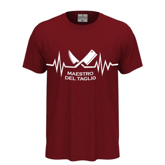 T-shirt classica unisex a manica corta con stampa DTF "MAESTRO DEL TAGLIO", un'idea regalo divertente per macellai