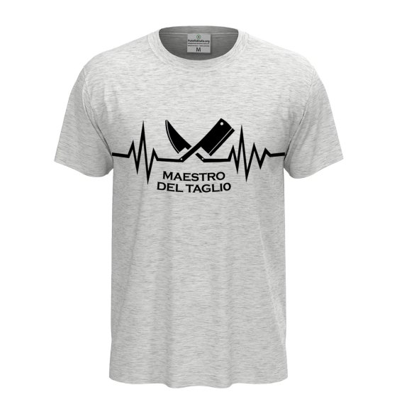 T-shirt classica unisex a manica corta con stampa DTF "MAESTRO DEL TAGLIO", un'idea regalo divertente per macellai