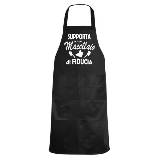 Grembiule da cucina con stampa DTF "SUPPORTA IL TUO MACELLAIO" Un'idea regalo originale e divertente per macellai.