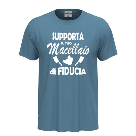 T-shirt maglia classica unisex a "SUPPORTA IL TUO MACELLAIO", regalo macellaio braceria