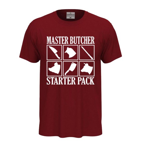 T-shirt classica unisex a manica corta con stampa DTF "MASTER BUTCHER", idea regalo per macellai