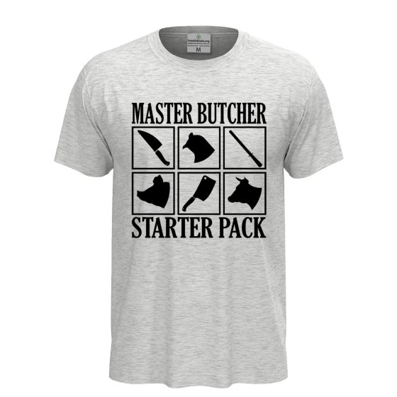 T-shirt classica unisex a manica corta con stampa DTF "MASTER BUTCHER", idea regalo per macellai