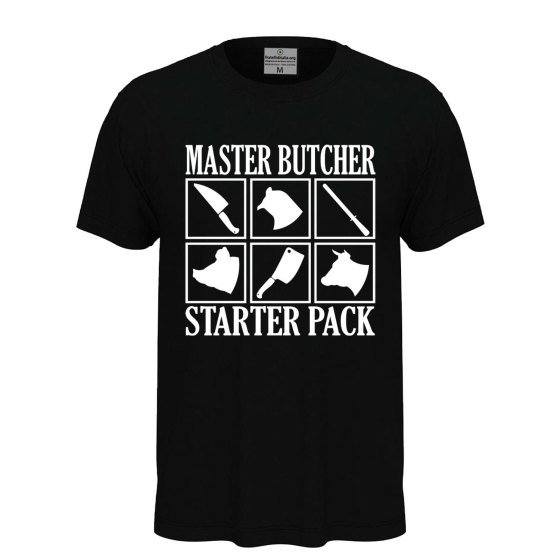 T-shirt classica unisex a manica corta con stampa DTF "MASTER BUTCHER", idea regalo per macellai