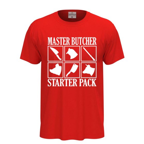 T-shirt classica unisex a manica corta con stampa DTF "MASTER BUTCHER", idea regalo per macellai