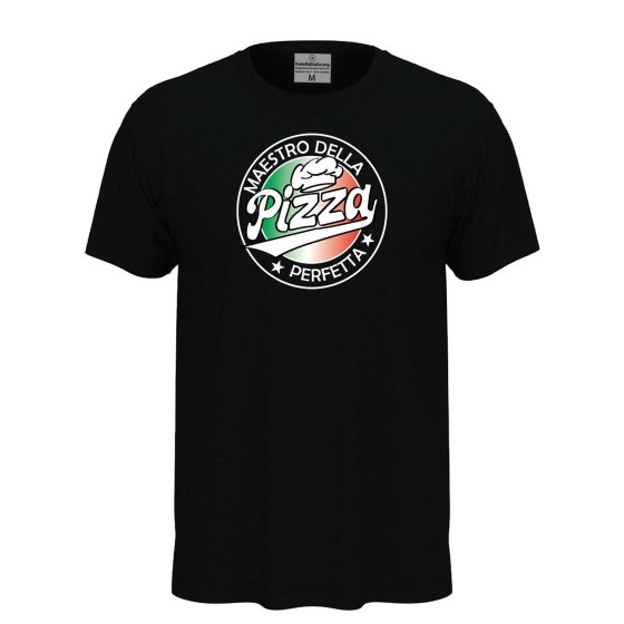 T-shirt classica unisex a manica corta con stampa DTF "MAESTRO DELLA PIZZA", per pizzaioli, cuochi e amanti della pizza