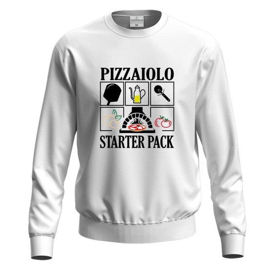 Felpa maglia con stampa digitale DTF "PIZZAIOLO STARTER PACK", per pizzaioli, chef  lavoro pizza