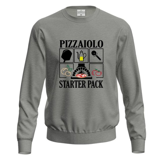 Felpa maglia con stampa digitale DTF "PIZZAIOLO STARTER PACK", per pizzaioli, chef  lavoro pizza