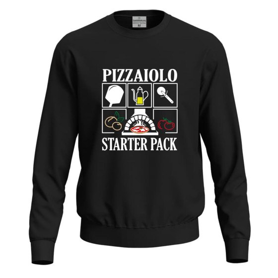 Felpa maglia con stampa digitale DTF "PIZZAIOLO STARTER PACK", per pizzaioli, chef  lavoro pizza