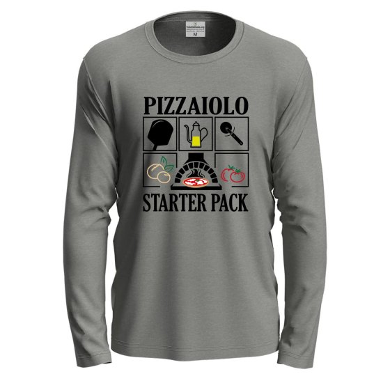 maglia T-shirt a manica lunga  "PIZZAIOLO STARTER PACK", per pizzaioli, ristorazione festival pizza