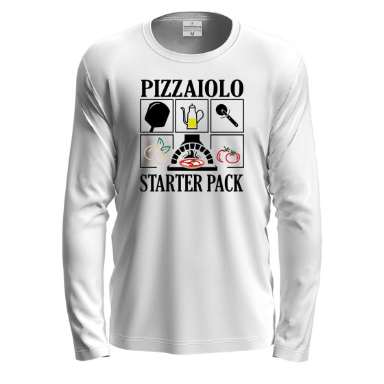 maglia T-shirt a manica lunga  "PIZZAIOLO STARTER PACK", per pizzaioli, ristorazione festival pizza