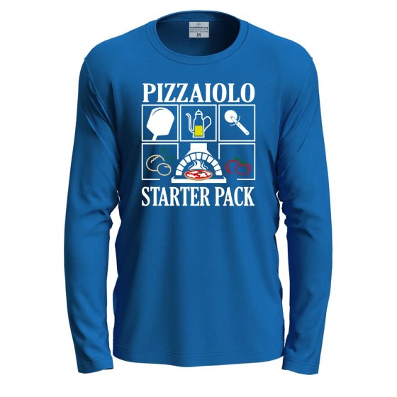 maglia T-shirt a manica lunga  "PIZZAIOLO STARTER PACK", per pizzaioli, ristorazione festival pizza