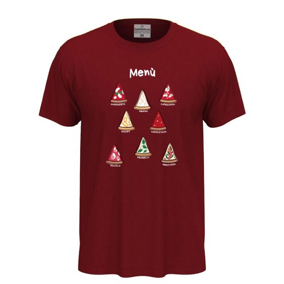 T-shirt classica unisex a manica corta con stampa DTF"MENU' PIZZA", divertente  pizza pizzeria pizzaioli ristorante cibo cucina