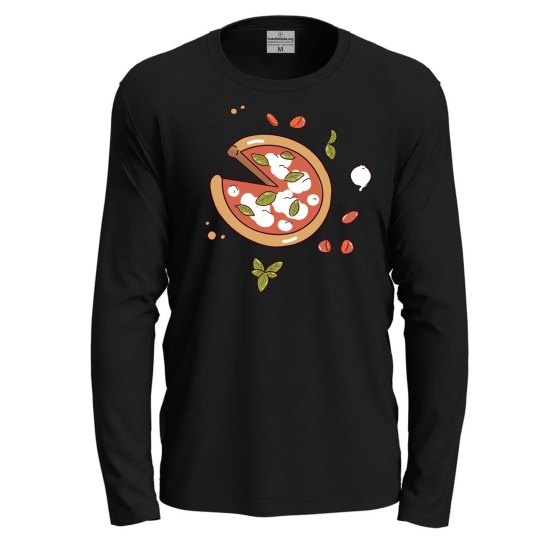 T-shirt a manica lunga con stampa DTF "PIZZA", idea regalo per amanti della pizza