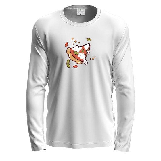 T-shirt a manica lunga con stampa DTF "FETTA DI PIZZA", pizzeria pizze pizza fest