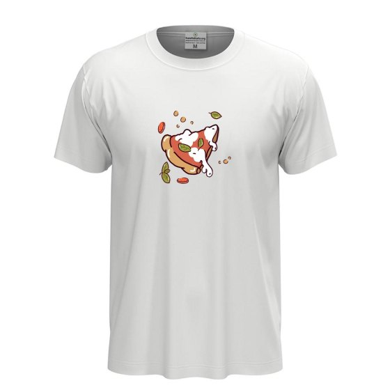 T-shirt classica unisex a manica corta con stampa DTF "FETTA DI PIZZA", idea regalo per amanti della pizza
