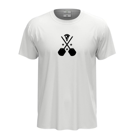 T-shirt classica unisex a manica corta con stampa DTF "LOGO PIZZA", idea regalo per amanti della pizza