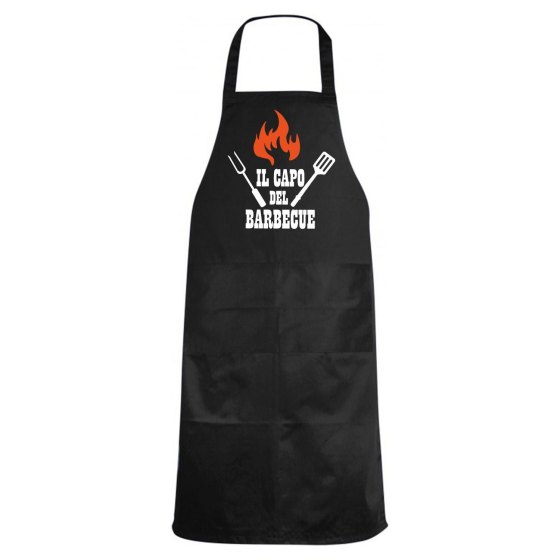 Grembiule da cucina con stampa DTF "IL CAPO DEL BARBECUE" steak house ristorante griglia