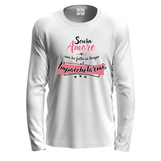 T-shirt maglia con stampa divertente "SCUSA AMORE" idea regalo amanti  San Valentino