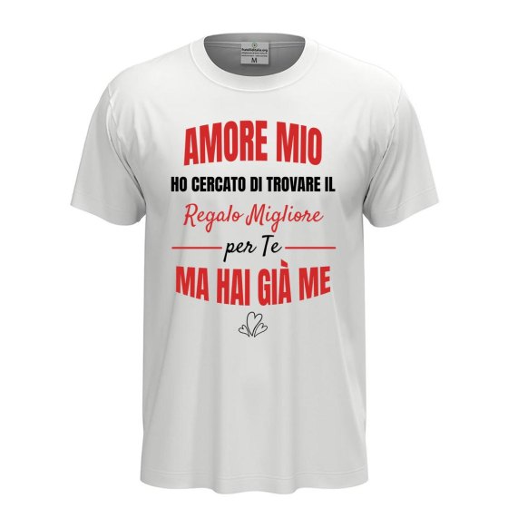 T-shirt classica unisex a manica corta con stampa "REGALO MIGLIORE PER TE" simpatica idea regalo compleanno