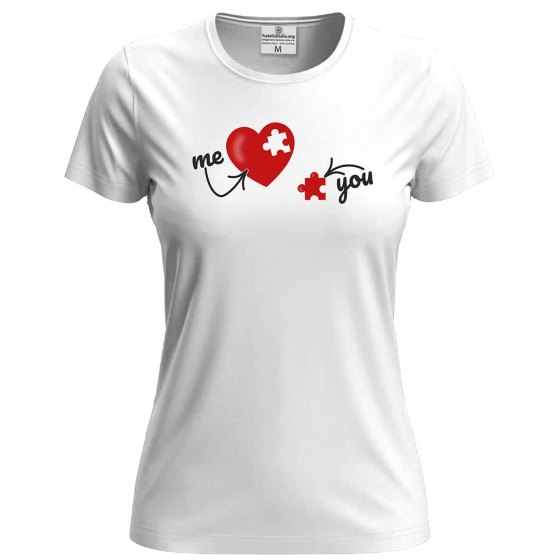 T-shirt maglia donna manica corta ME  YOU simpatica idea regalo per la coppia San Valentino innamorati