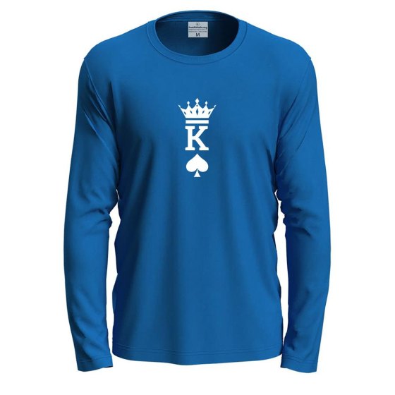 T-shirt a manica lunga con stampa "KING" idea regalo per la coppia San Valentino carte gioco