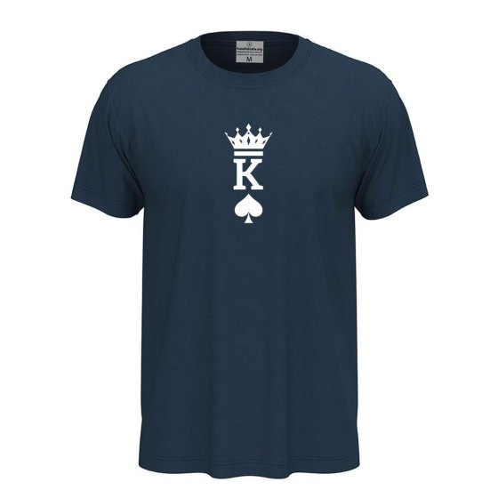 T-shirt classica unisex a manica corta con stampa RE  "KING" idea carta per la coppia San Valentino