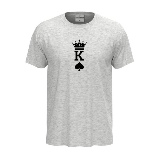 T-shirt classica unisex a manica corta con stampa RE  "KING" idea carta per la coppia San Valentino