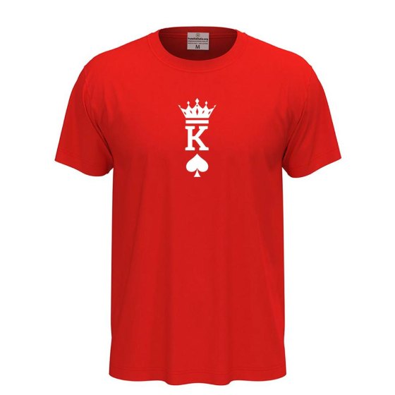 T-shirt classica unisex a manica corta con stampa RE  "KING" idea carta per la coppia San Valentino