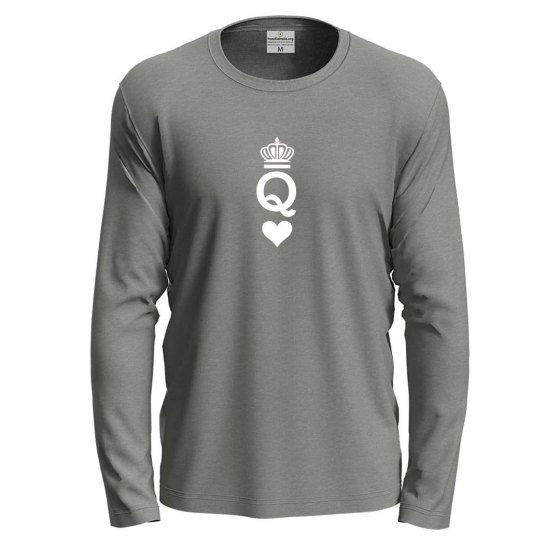 T-shirt maglia manica lunga con stampa DTF "QUEEN" amore fidanzati San Valentino