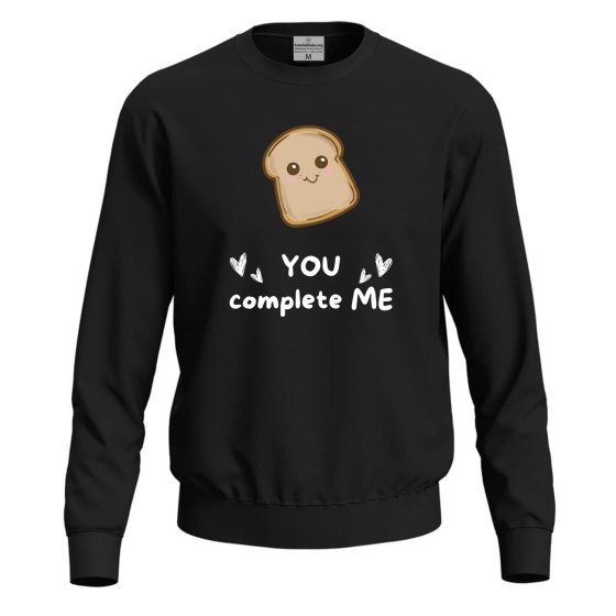 Felpa maglia panificio paninoteca con stampa DTF "PANE YOU COMPLETE ME" maglia divertente
