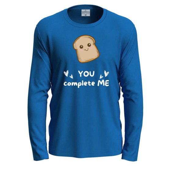 T-shirt a manica lunga con stampa DTF "PANE YOU COMPLETE ME" panificio regalo golosi divertente