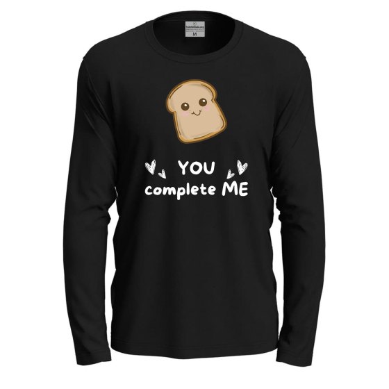 T-shirt a manica lunga con stampa DTF "PANE YOU COMPLETE ME" panificio regalo golosi divertente