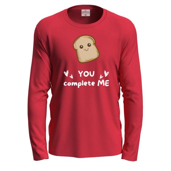 T-shirt a manica lunga con stampa DTF "PANE YOU COMPLETE ME" panificio regalo golosi divertente