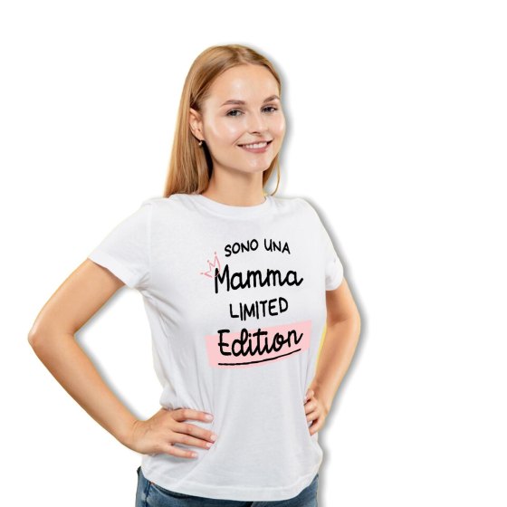 T-shirt Donna MAMMA LIMITED EDITION Idea Regalo festa della mamma nascita Baby shower