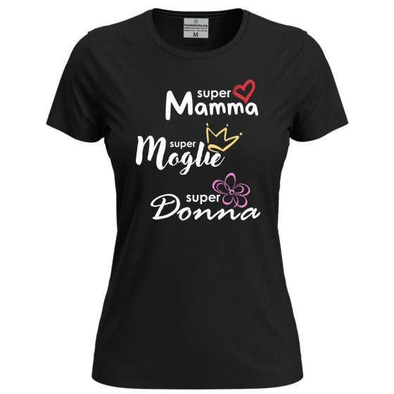 T-shirt mezza manica Donna "MAMMA MOGLIE DONNA" Idea Regalo festa della donna mamma nascita