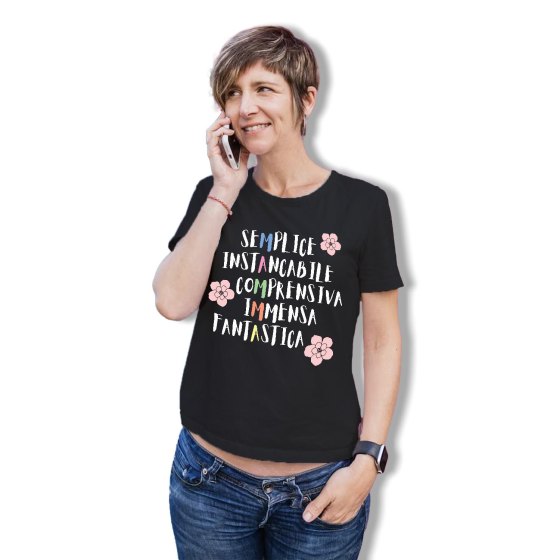 T-shirt maglia mezza manica Donna "MAMMA" festa mamma compleanno regalo personalizzato