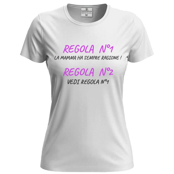T-shirt mezza manica Donna " REGOLE DELLA MAMMA" abbigliamento mamma divertente