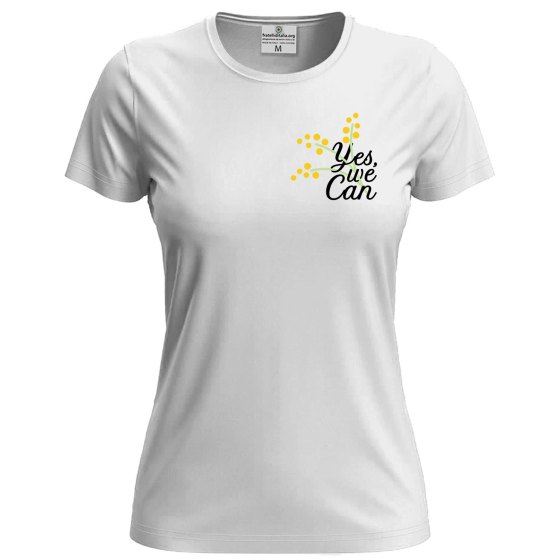 T-shirt maglia mezza manica Donna "YES, WE CAN" festa delle donne mimose maglia regalo