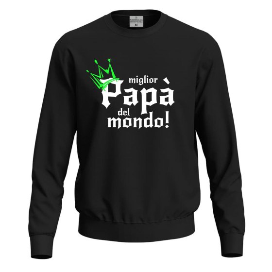 Felpa maglia con stampa digitale "MIGLIOR PAPA' DEL MONDO", idea regalo festa papa' figli dono